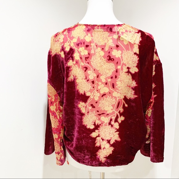 Zara velvet kimono style wrap boho top blouse NWT - Picture 4 of 8